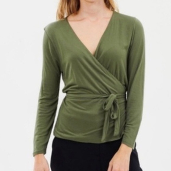 J. Crew Wrap Long Sleeve Top - Picture 1 of 8